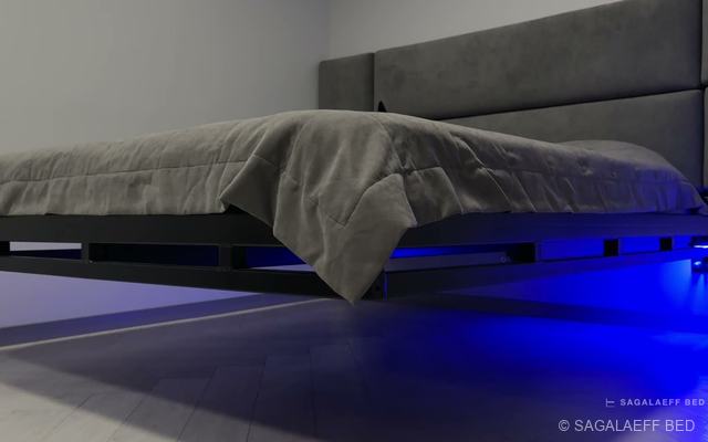 Холодная LED-подсветка под парящей кроватью