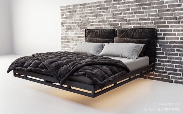 Парящая кровать 200×200 у кирпичной стены